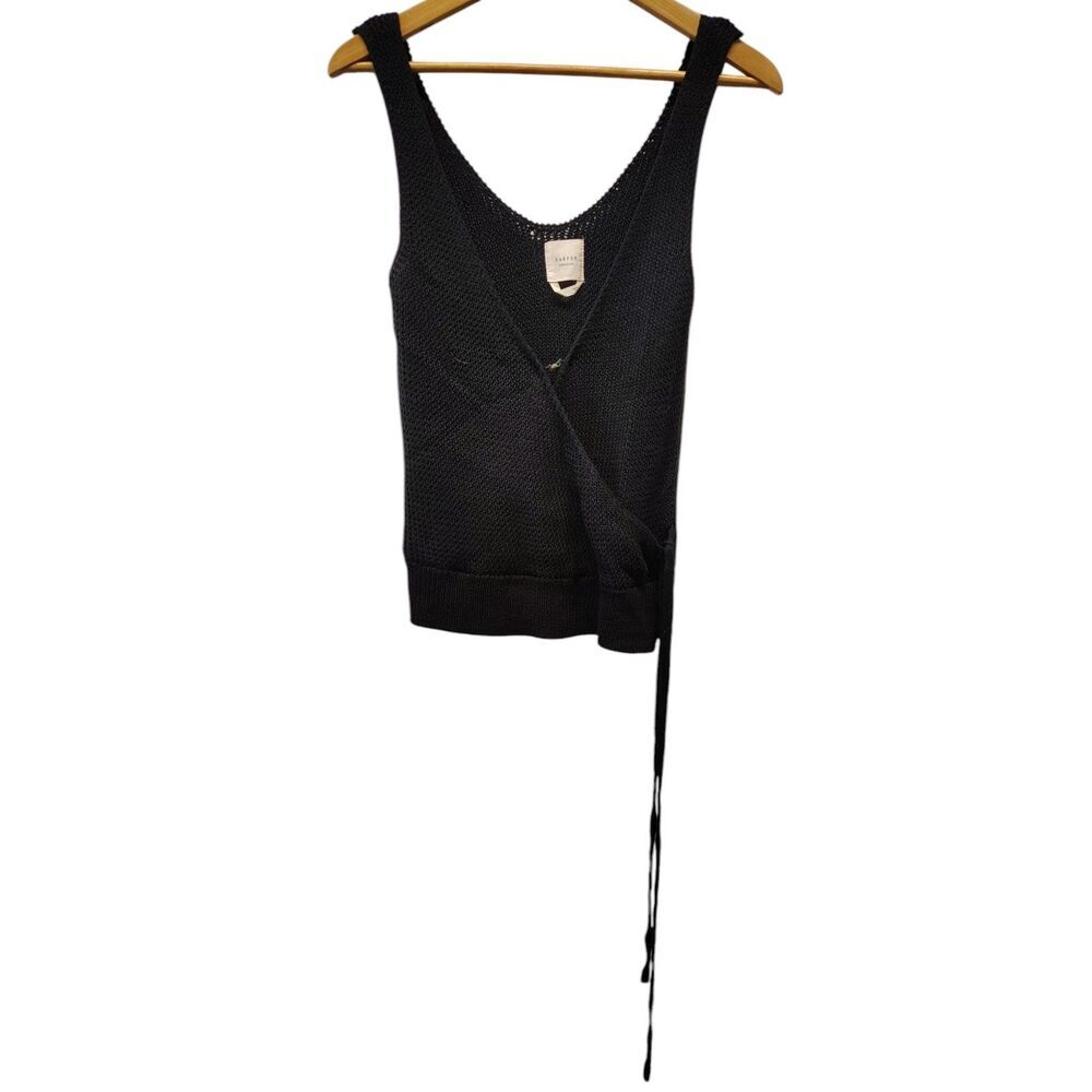 Harper Heritage Darkest Grey Cable Knit V-Neck boho tie top